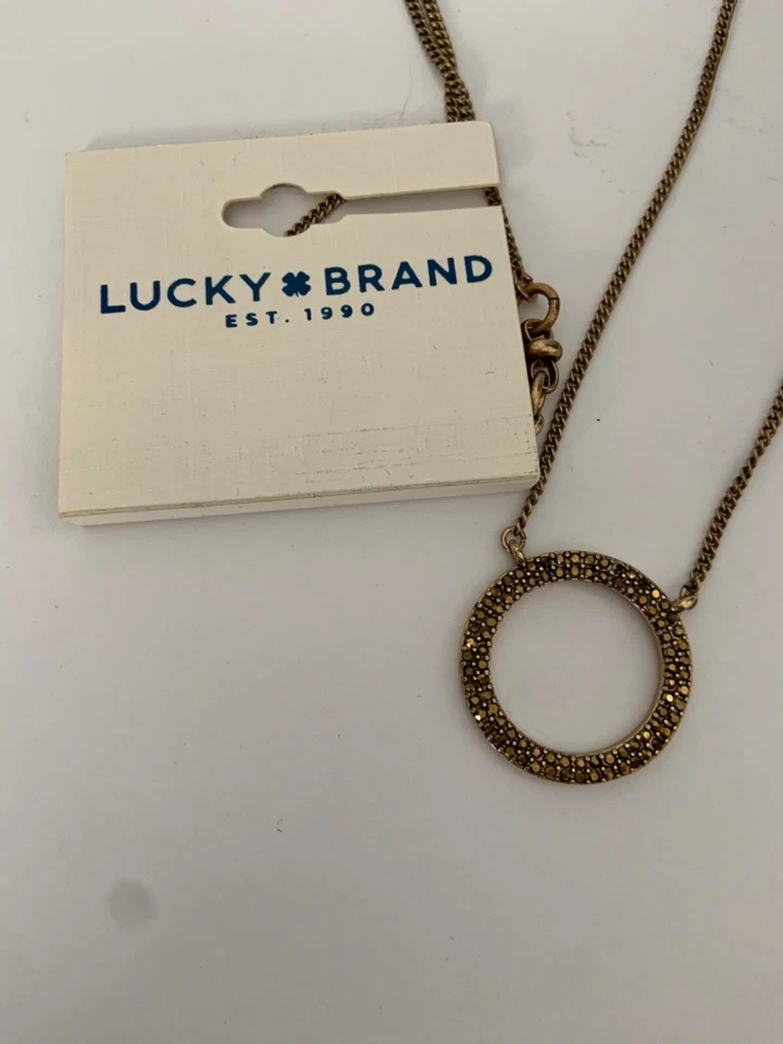 Collar LUCKY BRAND tono dorado círculo semiprecioso acento joya nuevo con etiquetas Foto 3 de 4