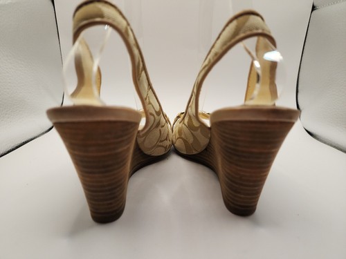 Coach Cynthia Signature Wedge Peep Toe Sandals 6.5 - Picture 4 of 8