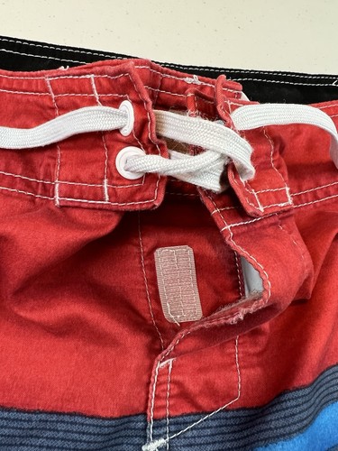O'Neill Mens Size 34 Striped Red White Blue Beach Swim Board Shorts - Picture 9 of 12