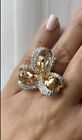 Beautiful Fashion Ring With White/Yellow Cubic Zirconia - Great Quality (Size 9)