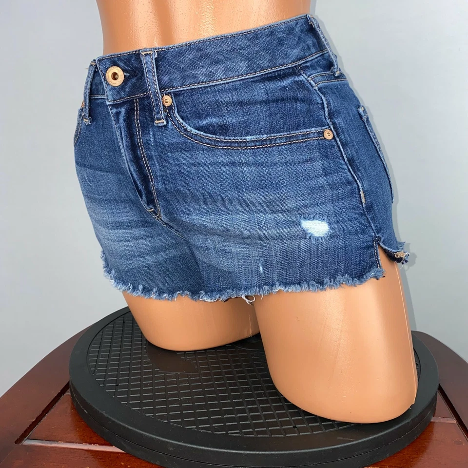 American Rag Cie Cutoff Jean Shorts Juniors 1 Distressed Side Slits Beach NM - Image 4 of 4