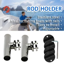 2PCS Stainless Steel Clamp On Boat Fishing Rod Holder for Rail 1-1/4" to 2"