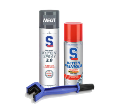 Dr. Wack S100 Kettenreiniger 300 ml + Weißes Kettenspray 2.0 400 ml + Bürste