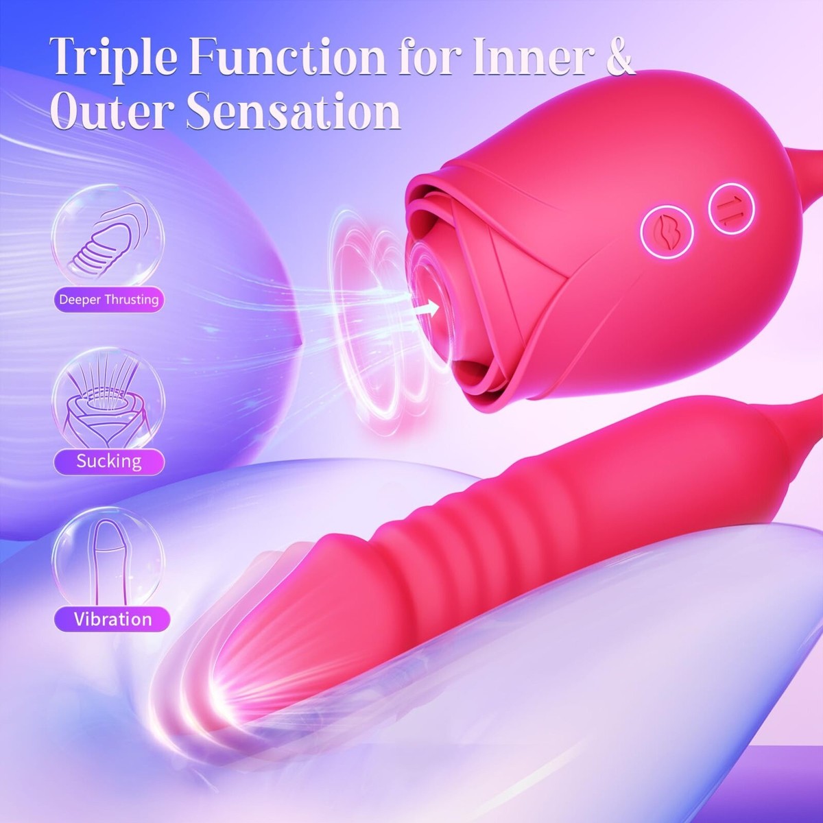 Vibrator Dildo Sex Toys for Women - MOOLIGIRL Rose Sex Toy with Thrusting G  Spot
