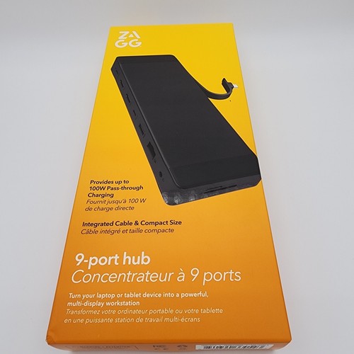 ZAGG 9-Port Hub - 2 USB-C, 2 HDMI (4K 60Hz), 1 USB-A (10Gbps), SD & MicroSD