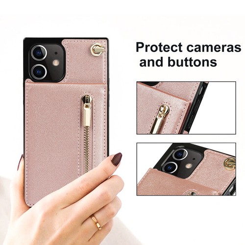 For iPhone 16e/15/14/13/12/11 XR SE Crossbody Leather Case Flip Card Back Cover - Picture 10 of 42