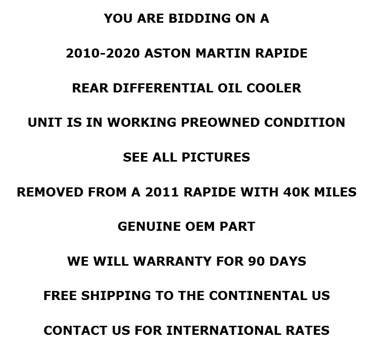 2010-2020 Aston Martin Rapide Rear Differential Oil Cooler Assembly OEM