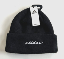 Adidas Originals Women's Script Fold Beanie Black/White One Size IQ5653 New