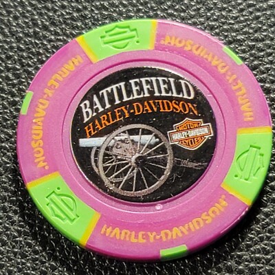 BATTLEFIELD HD ~ PENNSYLVANIA (NeonPink/NeonGreen Full Color) Harley Poker Chip