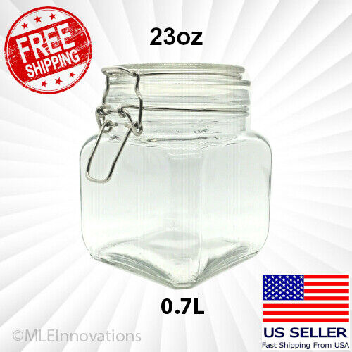 Hinged Lid Clamp Airtight Sealed Jar Food Storage Canister Glass 23 OZ Mason Jar - Picture 1 of 7