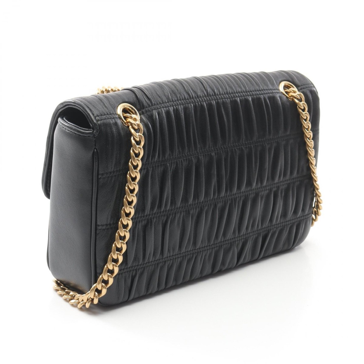 PRADA NAPPA GAUFRE'1 chain Shoulder Bag 1BD235 leather Black