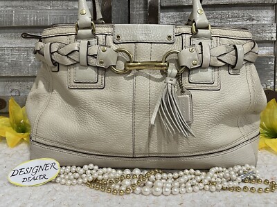 Authentic COACH Hampton Off White Leather Carryall Satchel 10529