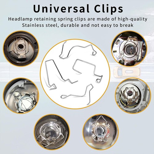 6PCS Steel Car Bulb Retaining Spring Clip Replace for Headlamp Dip H1 H3 H4 H7 - Picture 4 of 13