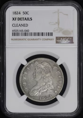 1824/1 Capped Bust Half Dollar NGC XF Details Cleaned