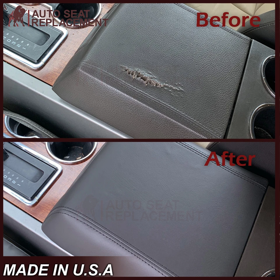 Ford Expedition LT 2010 2011 2012 2013 2014 gris piedra consola tapa cubierta de cuero Foto 3 de 4