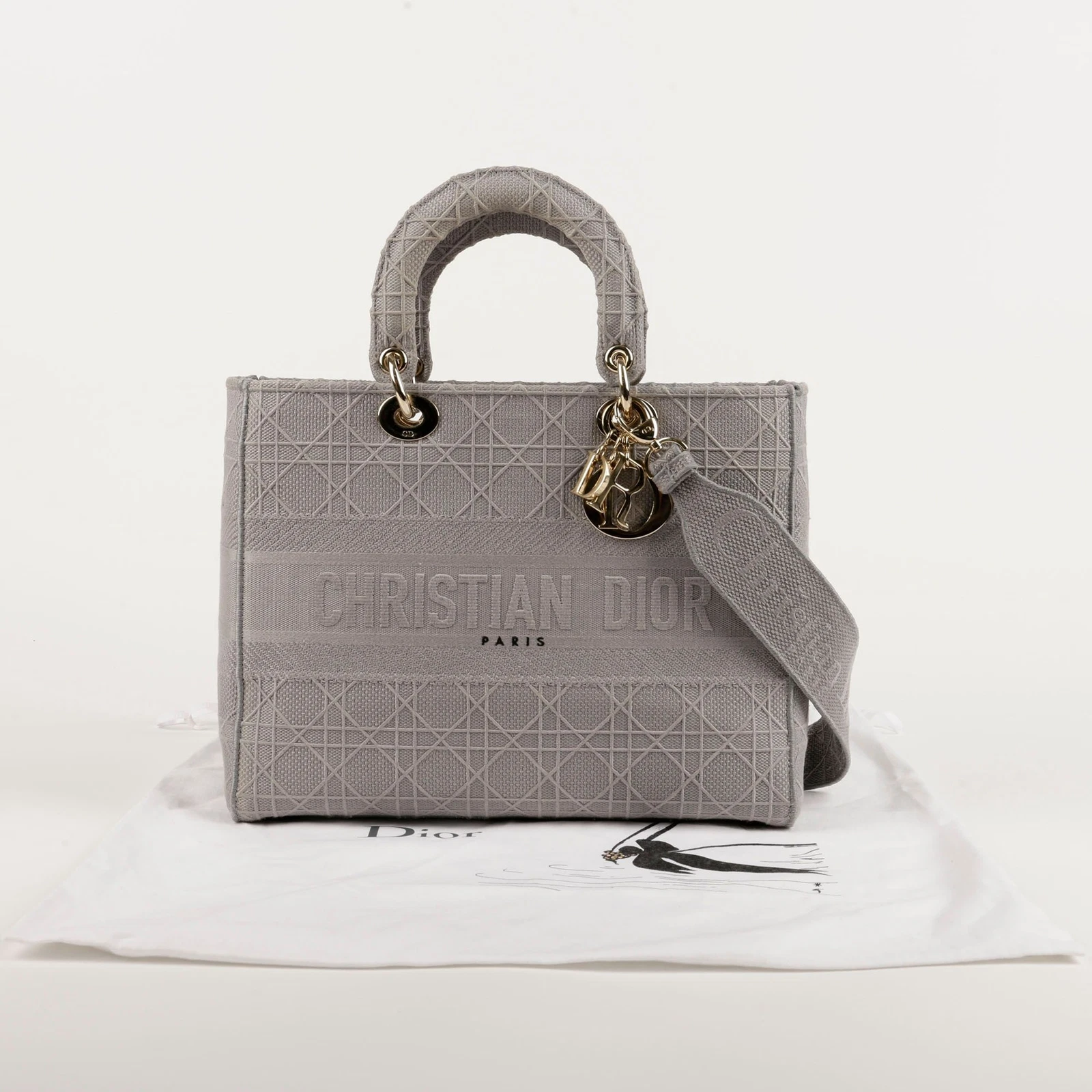Grand sac fourre tout bandoulière Dior Lady 110649981