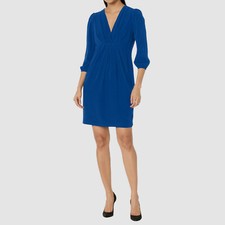 Tommy Hilfiger Women's Blue V-Neck 3/4 Sleeve Sheath Dress Size 10
