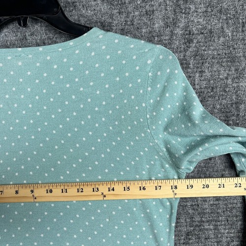 Pina Rossi Sweater Womens L Green Cardigan Polka Dot Button Up Business Casual - Picture 6 of 9