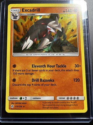 EXCADRILL 115/236 Holo  Sun & Moon Cosmic Eclipse Pokemon Crazy Holo Bleed  
