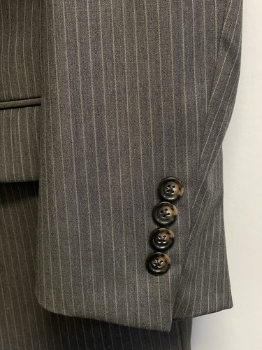 Jos A Bank Mens Pinstripe Suit Coat Jacket 46R Gray 100% Wool Two Button Blazer - Picture 4 of 8