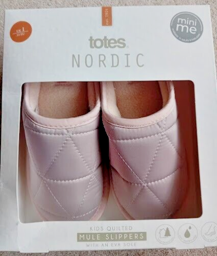 Totes Kinder gesteppte Indoor/Outdoor Memory Foam Pantolette Hausschuhe rosa Gr. 1 neu