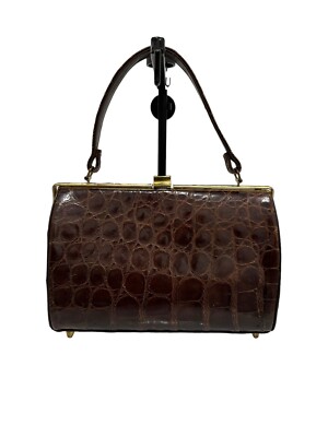 Vintage Mid-Century Mayer Newman New York Genuine Alligator Clutch Purse Handbag