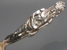 Vintage Full Body INDIAN Native American w/ shield Sterling Silver Spoon. 31g,