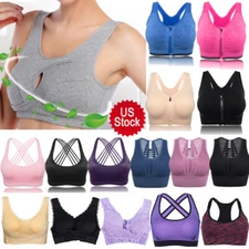 US Women Damping Sports Bra Ultimate Padded Impact Racerback Fitness Vest Yoga