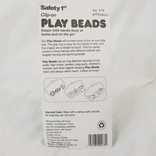 Safety 1st Play Beads Clip On 3 Monate 1994 Zug Boot Flugzeug Neu aus altem Lagerbestand einige Pkg Schäden - Bild 4 von 9