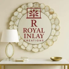 30"  Agate Round Mirror – Luxury Gemstone Wall Art – Crystal Home Decor