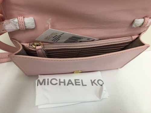 NWT Michael Kors Analise Medium Leather Messenger Shoulder Bag - Blossom/White - Picture 4 of 4