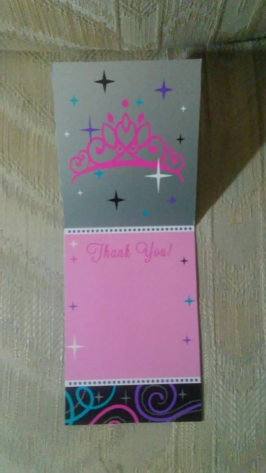 40 Sweet 16 Sixteen Thank You Cards Pink Silver Crown Princess Birthday Party... - Image 3 of 4