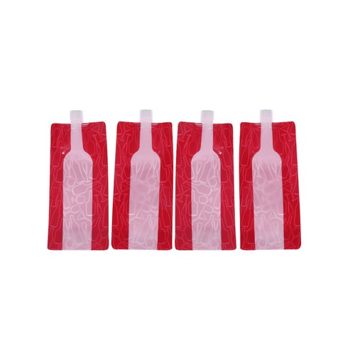 4 Pcs Red Wine Folding Bag Travel Bottle Protector Pouch Cooler Flask Storage