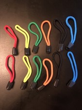 ZIPPER PULLS LOT OF 12 NYLON ELASTIC 2 1/4 - Colors Extension Pack NEW NIB Pack
