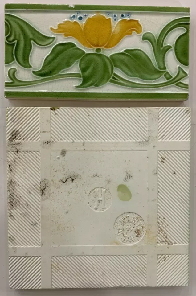 Azulejos Inglaterra 6x3 pulgadas y Bélgica 6x6" Raro Vintage Arquitectura Art Deco Antiguo Foto 2 de 3