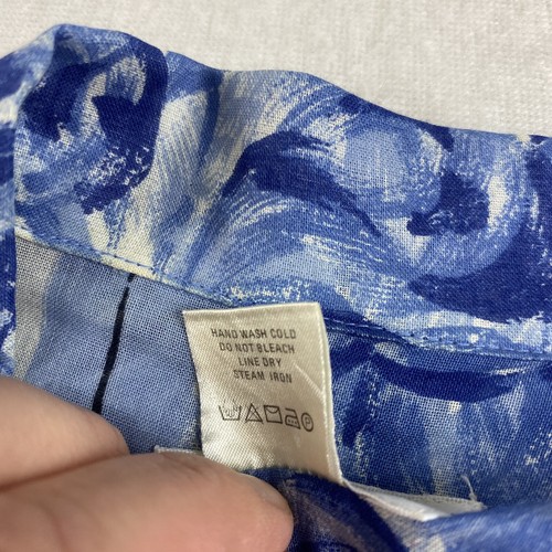Vtg 90s Fenn Wright Mason Blazer Top 6 Watercolor Artsy Abstract Cotton Blue S - Picture 9 of 11
