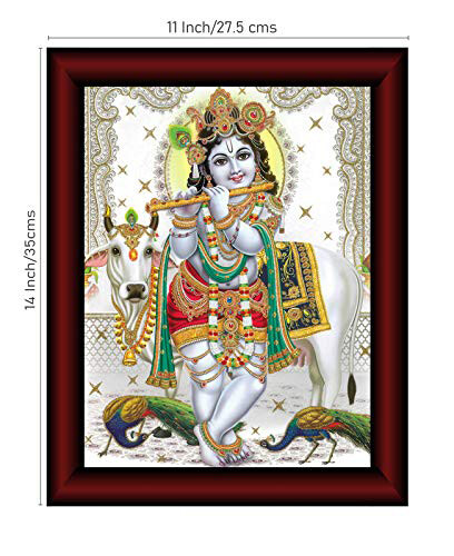 Pintura enmarcada de vidrio acrílico Krishna 14 pulgadas x 11 pulgadas, milicolor AU - Imagen 2 de 3