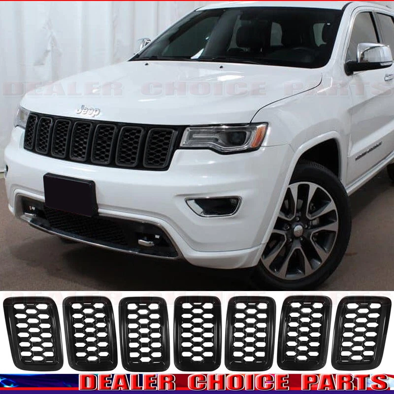 Glossy Black Grill Cover Insert For 2017 2018 2019 2020 2021 Jeep GRAND CHEROKEE - Image 3 of 4
