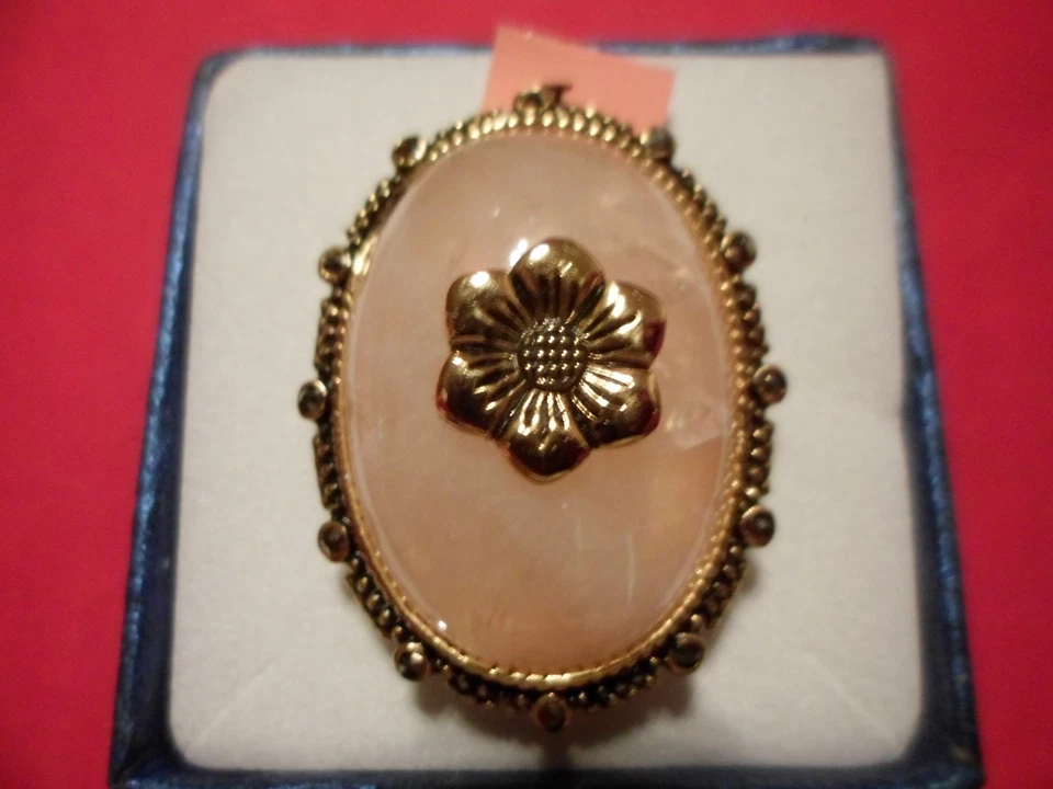 Rose Quartz Solitaire w/Hematite Accents in 18K YG over Stainless-Size 6-25 CTW - Image 2 of 4