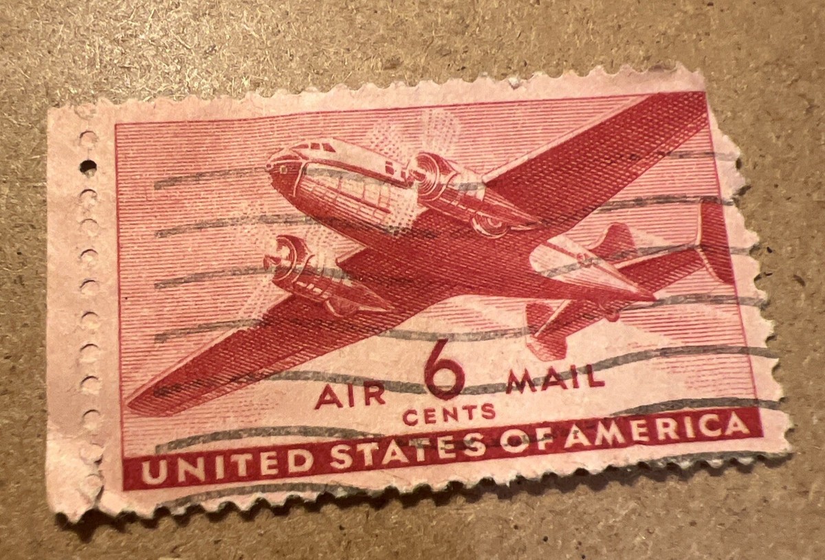 レア1940年代のレッドエアメール6セント使用済切手 RARE 1940S RED 6 CENT U.S. AIR-MAIL STAMP | eBay
