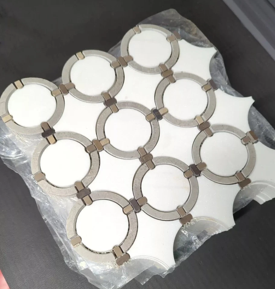 大理石马赛克瓷砖12英寸磨砂Daltile Rain Stratus白色天然石材 — 第 3/4 张图片