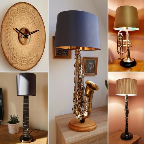 Silver Nickel trumpet table lamp with black satin base, made to order - Picture 5 of 5