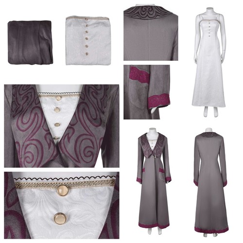 Women Witch Elphaba Cosplay Halloween Wiked party Grey sundress+coat sets
