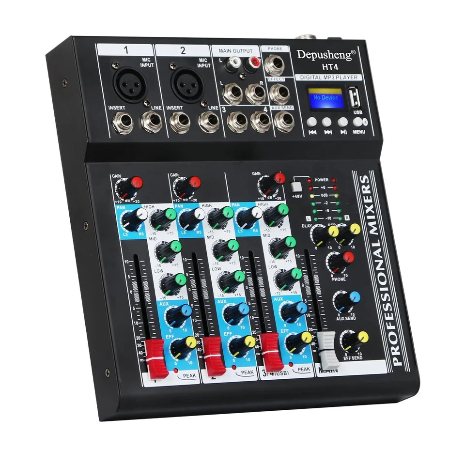 HT4 Bluetooth DJ Mischer kompatible professionelle tragbare digitale mischpul... - Bild 2 von 4