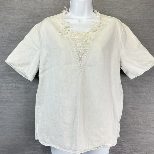 Top da donna blu chiaro Current Elliott taglia L denim pantaloncini slv anteriore decostruito - Foto 8 di 10