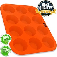 Silicone Muffin Cupcake Baking Pan Tray - Standard Size - 12 Cups - 100% Pure Fo on sale Silicone Muffin Cupcake Baking Pan Tray - Standard Size - 12 Cups - 100% Pure Fo on sale