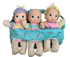 Mattel Magic Nursery Fuss n Giggle Baby Doll Triplets Vintage 1992 No Sound