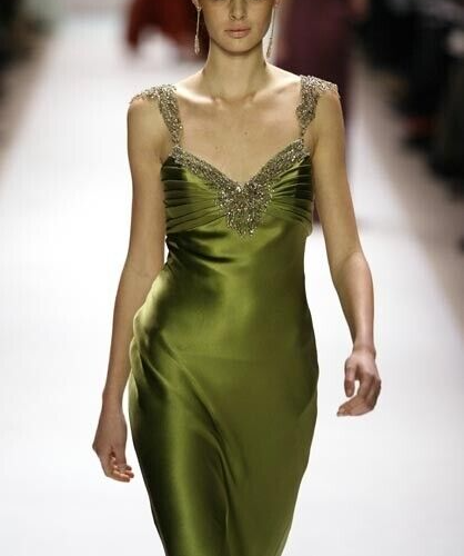 MONIQUE LHUILLIER Collection 2005 Runway Crystal Embroidered Long Dress Kleid 4 - Bild 2 von 13