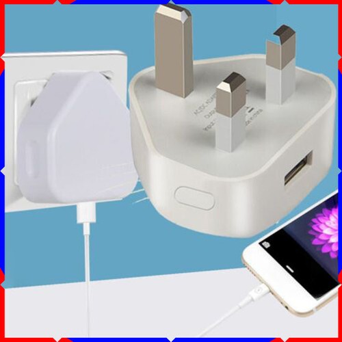 Cargador de enchufe USB 1A 5V 3 pines cargadores de pared Reino Unido 5V1A adaptador de viaje de alimentación para teléfono - Imagen 8 de 15