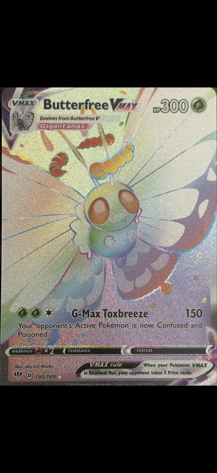 Butterfree VMAX (Secret) 190/189 Swsh03: Darkness Ablaze Holo